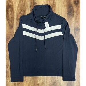 Banana Republuc Women's Baby Terry Blue Long Sleeve Cowl Neck Blouse Size L